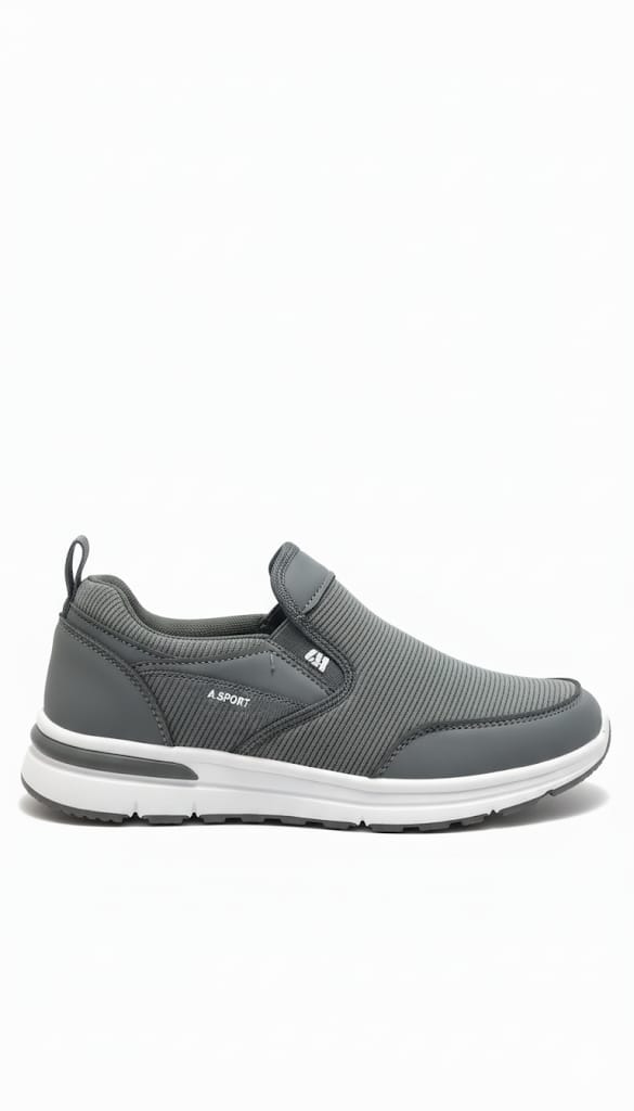 Men’s Grey Slip-On Sports Shoes with Lightweight Comfort Sole